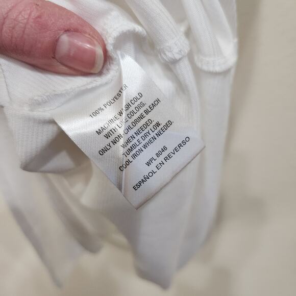 Maison Jules Sleeveless Split Neck Fit & Flare Dress Side Zip White Size Medium - Picture 10 of 10